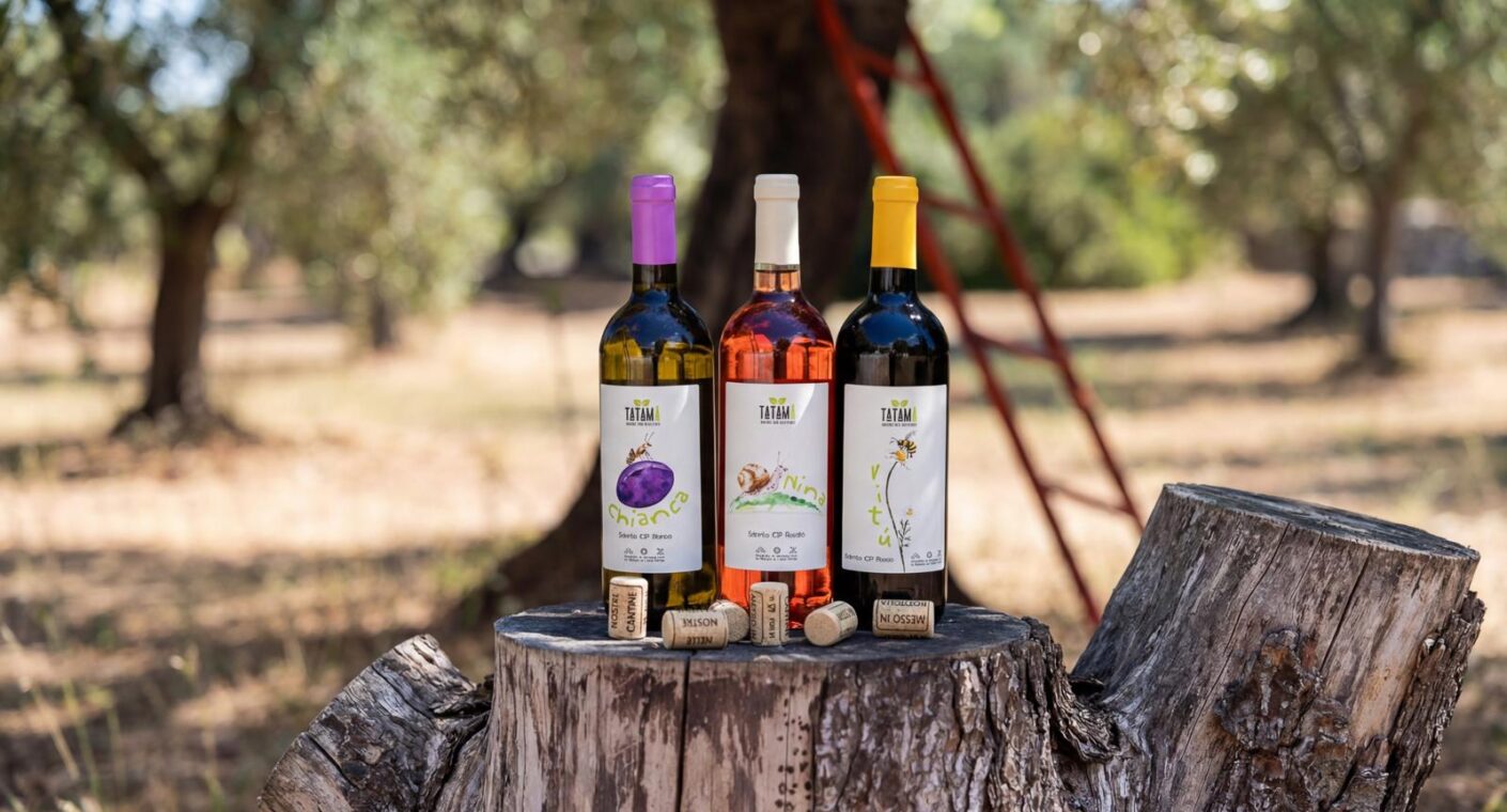 Bottiglie dei vini Salento IGP Chianca, Nina e Vitù di Tatamà