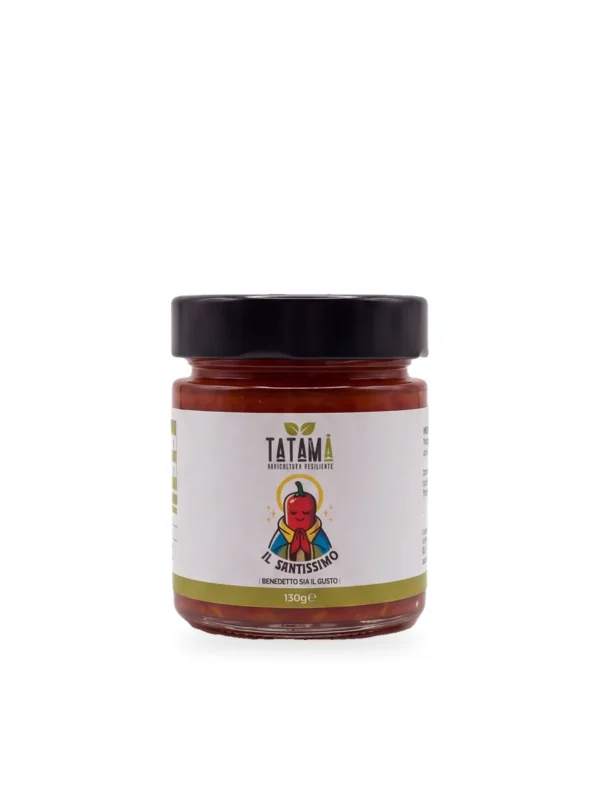 Il Santissimo Tatamà, condimento di olio al peperoncino e aglio, vasetto da 130 g